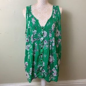 3 for $20-torrid 2x Green Floral Pintucked Tank